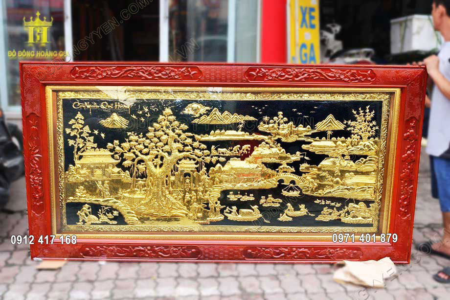 Bức tranh đồng qu&ecirc; th&iacute;ch hợp để treo tại kh&ocirc;ng gian ph&ograve;ng kh&aacute;ch, ph&ograve;ng thờ c&uacute;ng gia ti&ecirc;n